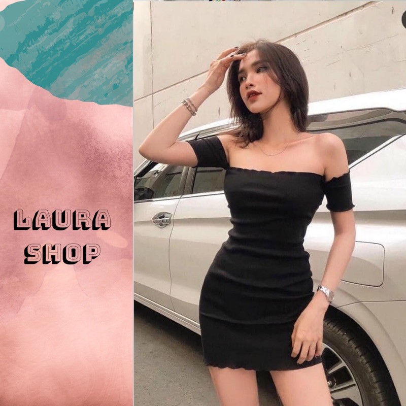 Đầm body trễ vai quyễn rũ Laura Shop - Váy body trễ vai sexy chất liệu co dãn