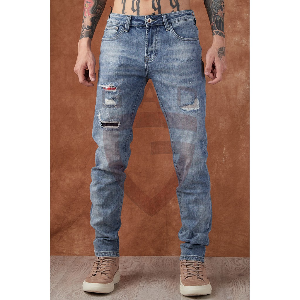 [𝐅𝐑𝐄𝐄 𝐒𝐇𝐈𝐏] QUẦN JEANS NAM RÁCH NHẸ CÁ TÍNH CHẤT JEAN CO GIÃN CỰC ĐẸP - Jean nam chất - Có sẵn jean nam size lớn