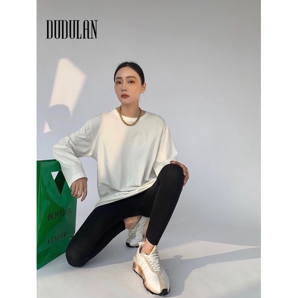 Áo thun dài tay DUDULAN Basic Tee phông trơn nữ oversize form rộng sweater ulzzang Hàn Quốc - A1