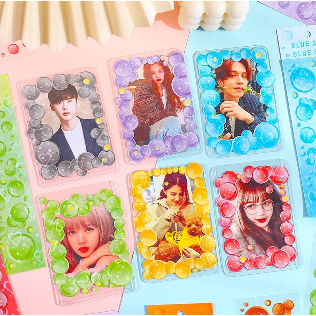 Sticker trang trí toploader hình bóng nước hình dán hologram trang trí sổ