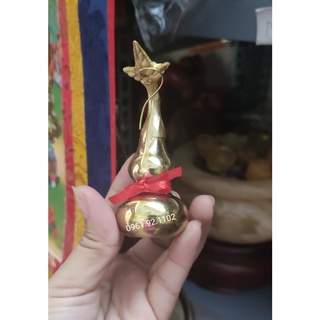 Hồ Lô Bát Quái trơn vàng bóng cao 7.5cm bằng đồng