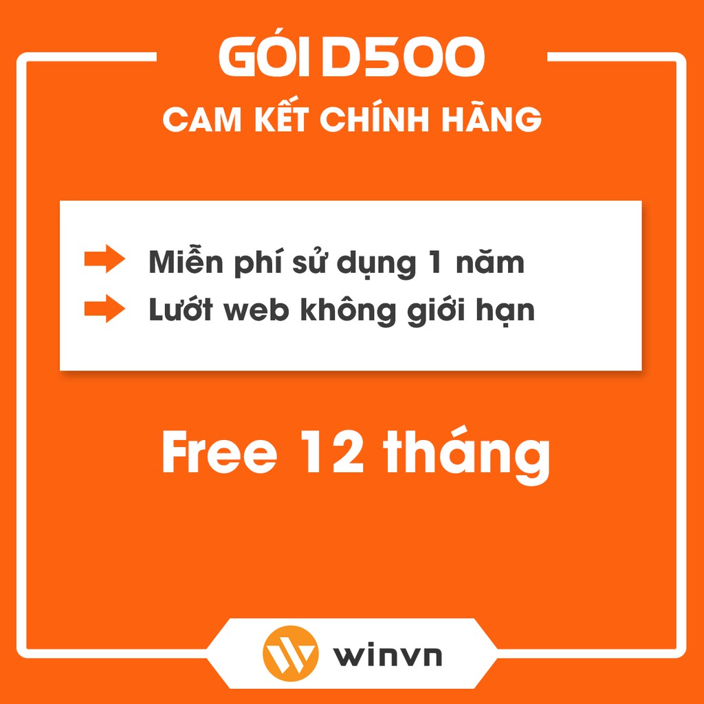 SIM 4G VIETTEL D500 D900 trọn gói 1 năm không nạp tiền từ WINVN