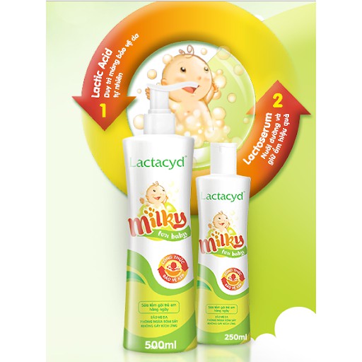 🐳🍒Sữa Tắm Gội Lactacyd Milky Dịu Nhẹ Cho Bé ✔250ML.