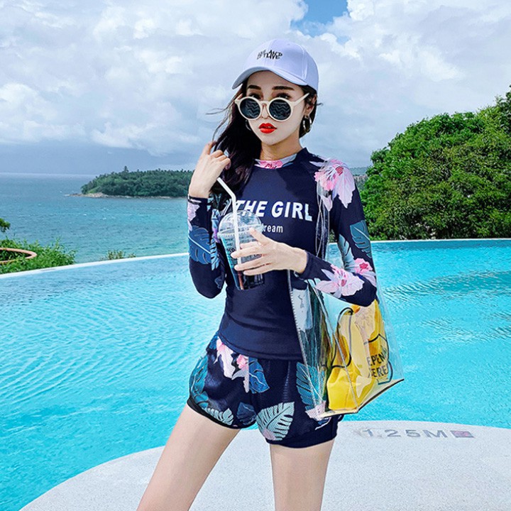 Đồ bơi, áo tắm dài tay họa tiết xinh xắn-bộ bơi nữ-bikini | BigBuy360 - bigbuy360.vn