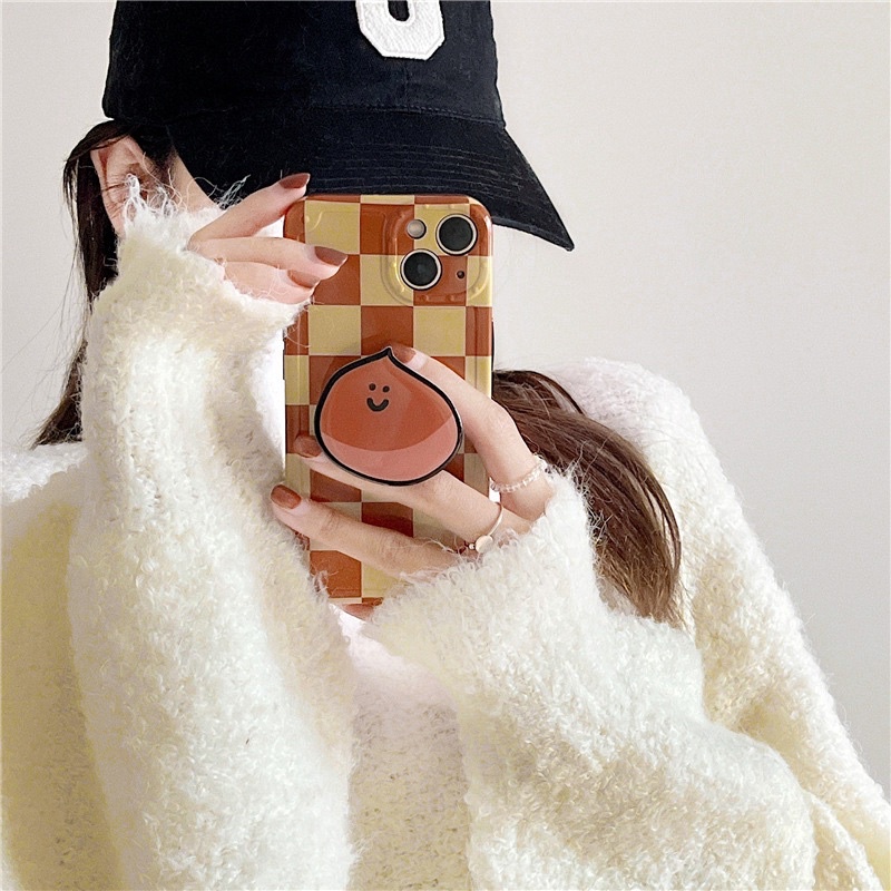 Ốp dẻo nâu caramel kèm popsocket hạt dẻ 🌰