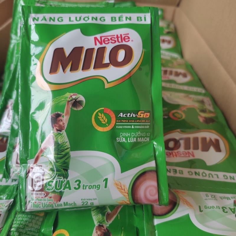 MILO DÂY 10 gói x22g , milo bột nestle