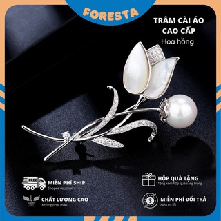 Trâm cài hoa hồng trắng foresta