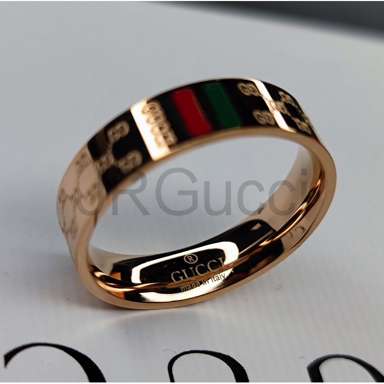 Nhẫn Mạ Vàng Hồng / Đỏ / Xanh Lá In Logo Gucci Thời Trang 2022New