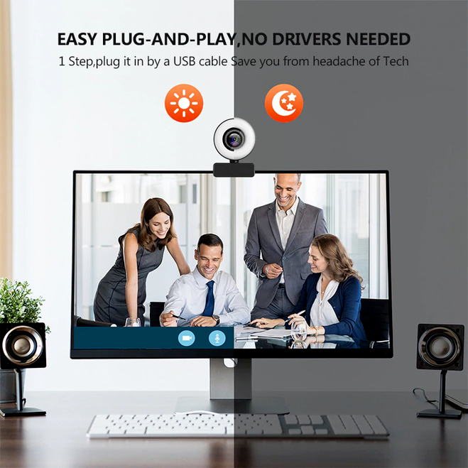 Full HD 4K Webcam 2K Web Camera Tự động lấy nét với Micrô cho PC Máy tính xách tay 1080P Web Cam cho Hội nghị Nghiên cứu Trực tuyến Youtube | BigBuy360 - bigbuy360.vn