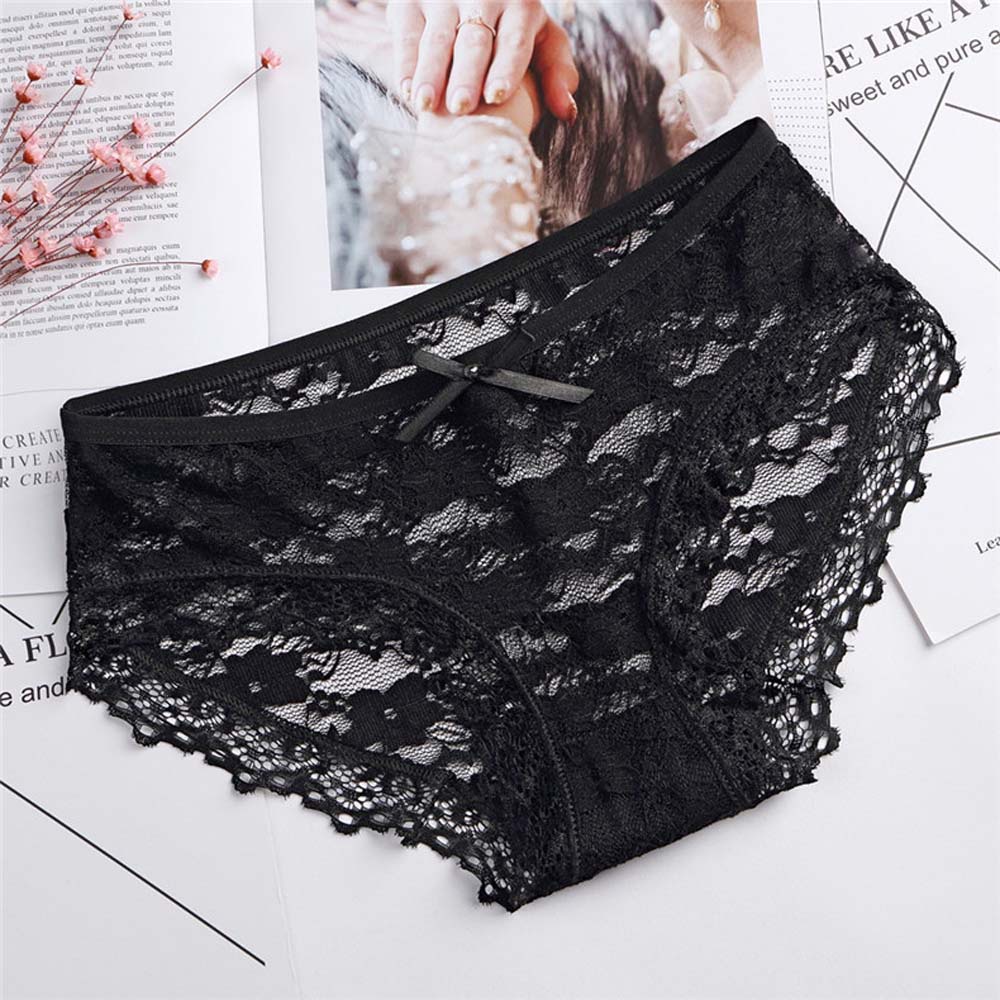 Quần lót cotton nylon không đường may đính nơ ren hoa gợi cảm cho nữ | BigBuy360 - bigbuy360.vn