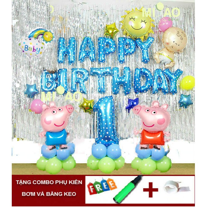 Set bóng sinh nhật bé tuổi cún 1 tuổi - set 13A