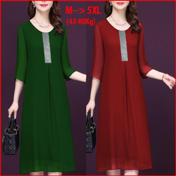 [BIGSIZE 5XL  ] ĐẦM DỰ TIỆC TRUNG NIÊN KIỂU ĐẦM SUÔNG BIGSIZE - THỜI TRANG TRUNG NIÊN, VÁY ĐẦM TUỔI TRUNG NIÊN D3112 *