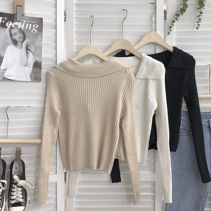 NUZIRO  Áo cardigan  dệt kim tay dài cổ chữ v màu sắc đơn giản phong cách Hàn Quốc cho nữ