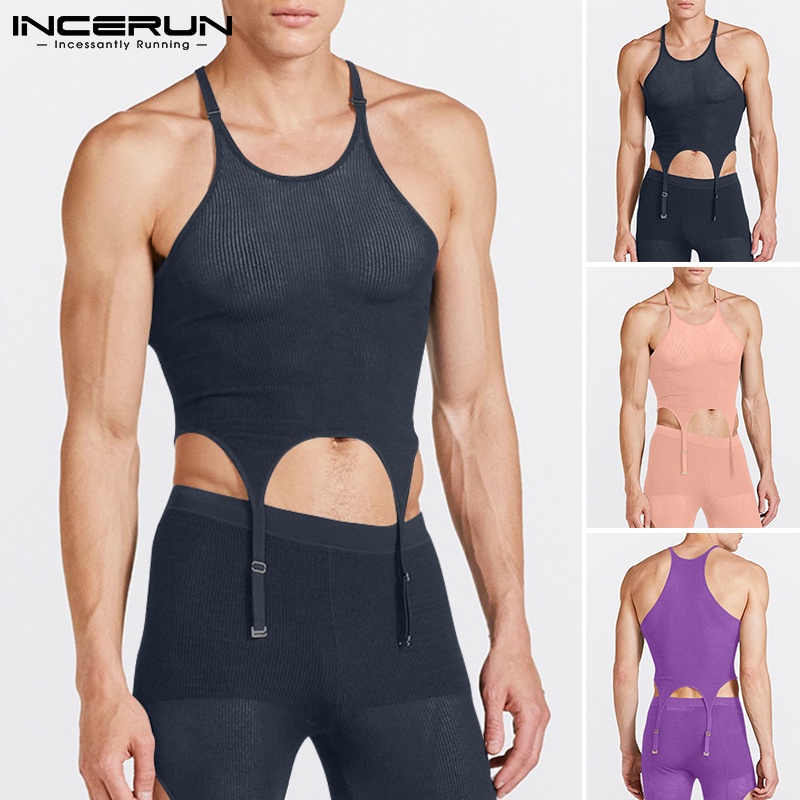 Áo thun ba lỗ INCERUN màu sắc độc đáo thời trang mùa hè cho nam