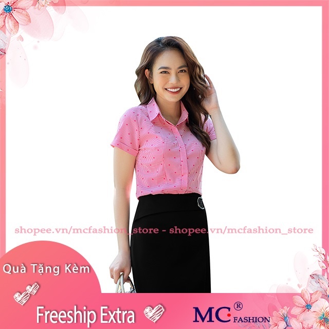 [Tặng Quà 25K] Áo Sơ Mi Nữ Đẹp Mc Fashion, Tay Ngắn Cộc, Kẻ Sọc Caro, Màu Xanh Tím Than, Hồng, Đỏ, Dáng Công Sở