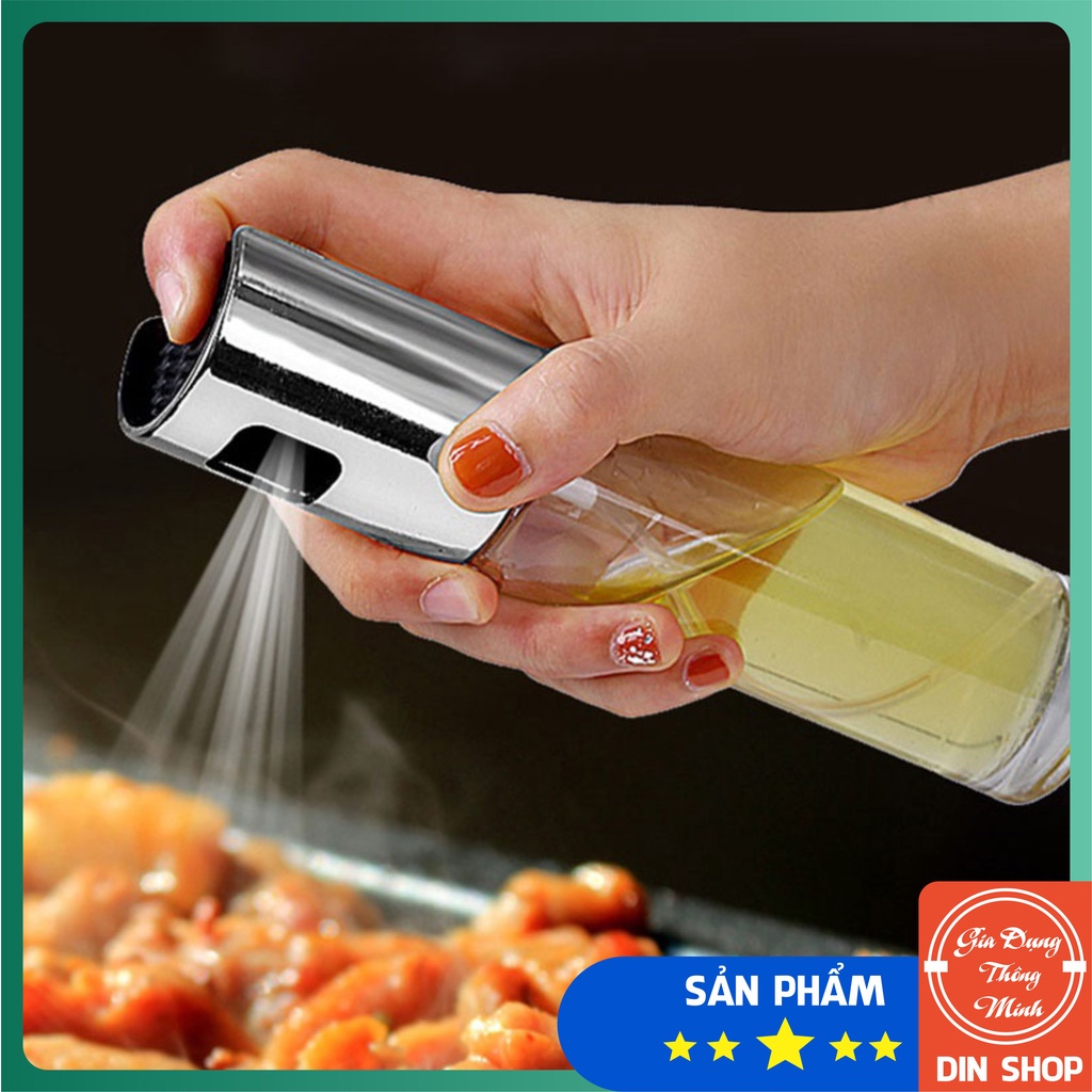 Bình xịt dầu ăn phun sương 💝DIN SHOP💝 Chai xịt dầu dăn cho nồi chiên không dầu chai thủy tinh cao cấp 100ml