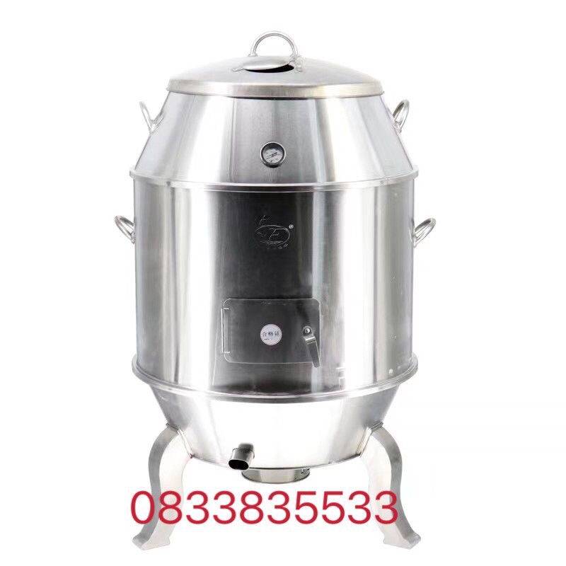 Lu quay gà vịt bếp than phi 80 inox tặng 15 móc và 15 xiên nướng