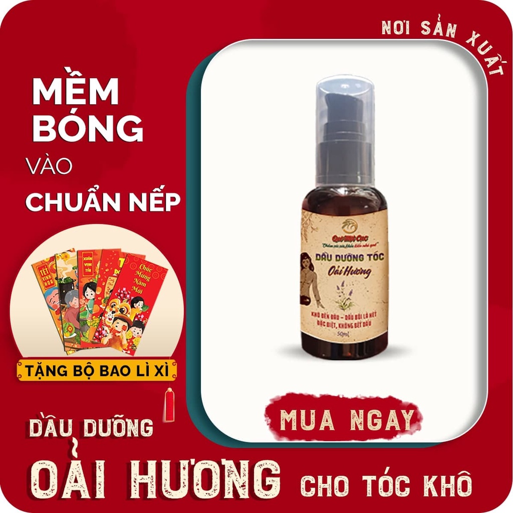 Dầu dưỡng tóc xoăn, khô &amp; siêu khô từ Oải Hương mướt mềm, định hình nếp, bảo vệ màu tóc QUÊ MỘT CỤC 50ml (handmade