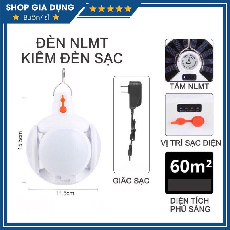 đèn năng lượng mặt trời loại 1 pin lion 5 cánh