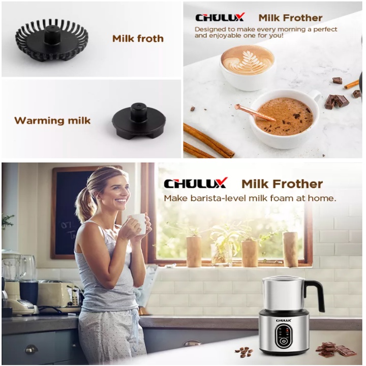Máy tạo bọt sữa chuyên nghiệp 4 trong 1 Chulux JMF-988S - Hàng Nhập Khẩu