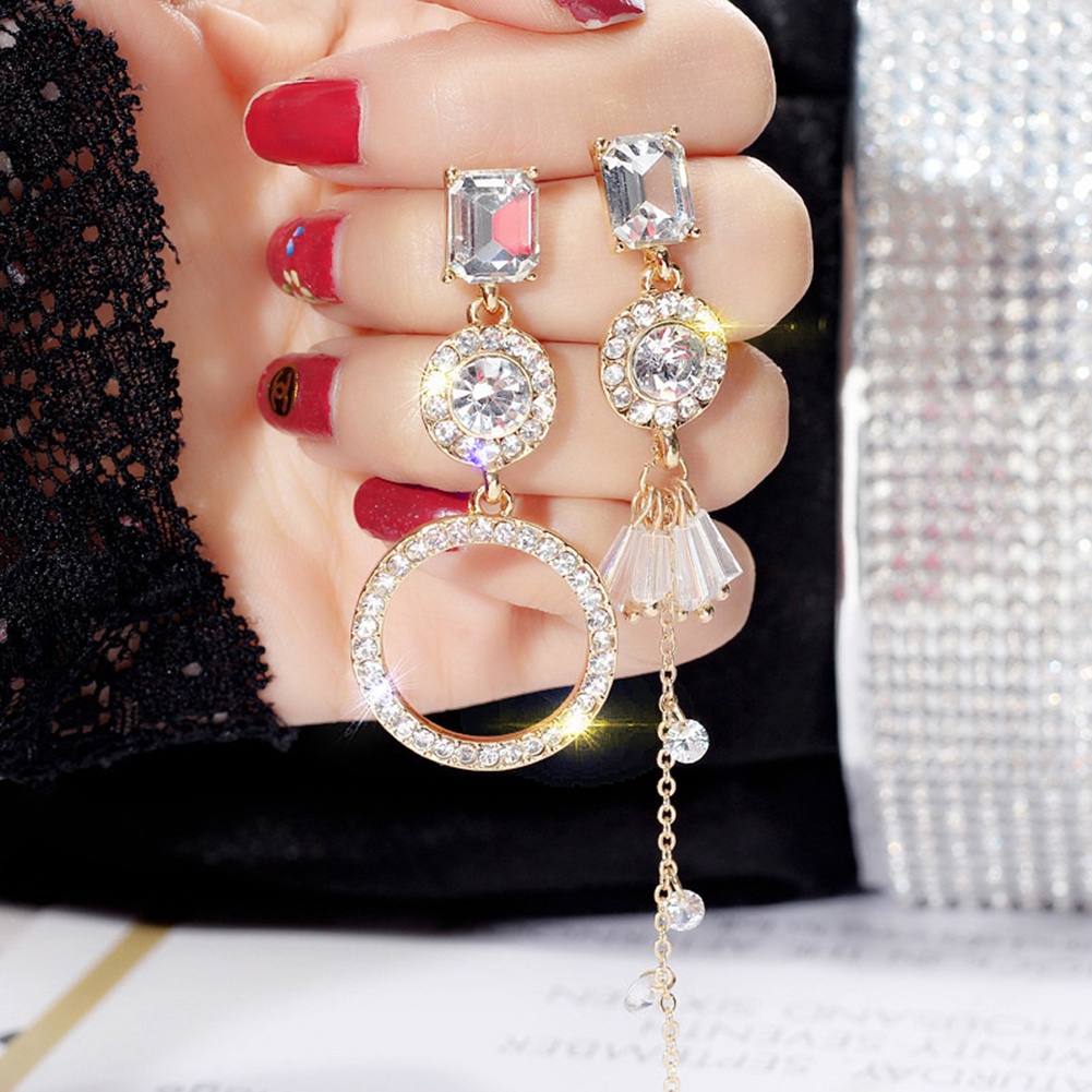 Đôi khuyên tai hình tròn đính đá thời trang cho nữ