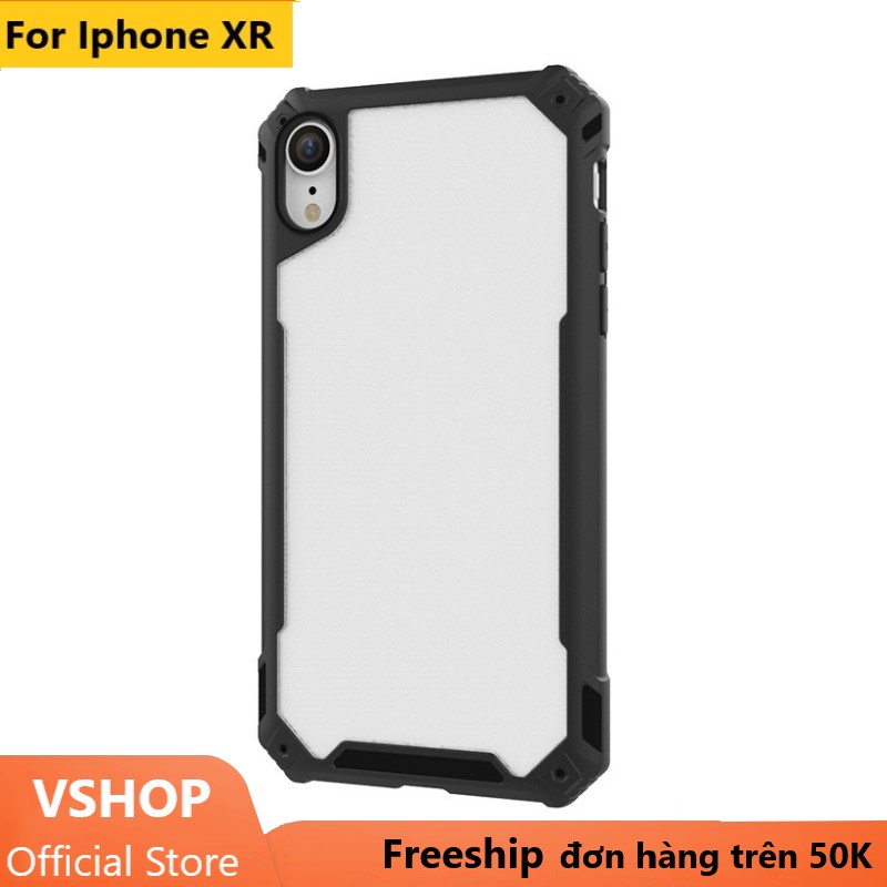 Ốp lưng Iphone XR Mặt lưng trong suốt chống sốc cao cấp kèm gờ cao bảo vệ camera máy
