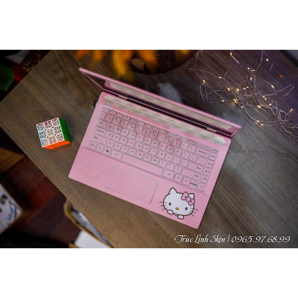 Skin dán laptop màu hồng Hello Kitty (đã cắt sẵn đủ cho các dòng máy Dell, Asus, Acer, Macbook, Lenovo, MSI, HP, VAIO)