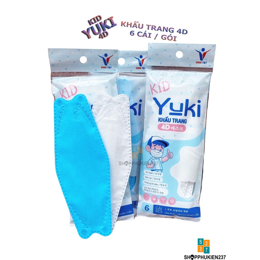 Khẩu trang 4D Yuki / Yoki thùng 50 gói / gói 6 cái hàng 4 lớp công ty ( Kf94 landmask )