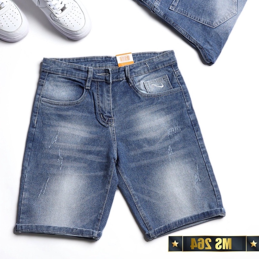 Quần Short Jean Nam Màu Xanh Đẹp Chất Bò Co Giãn Cao Cấp, Quần Ngố rách Mẫu Mới Phong Cách Hàn Quốc beautifulgilr w264