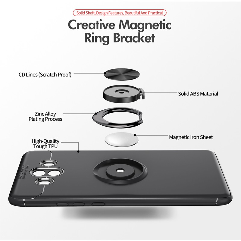 Ốp điện thoại dẻo silicon tích hợp giá đỡ vòng nhẫn xoay gắn xe hơi cho Huawei Mate 10 Lite Mate 9 Pro