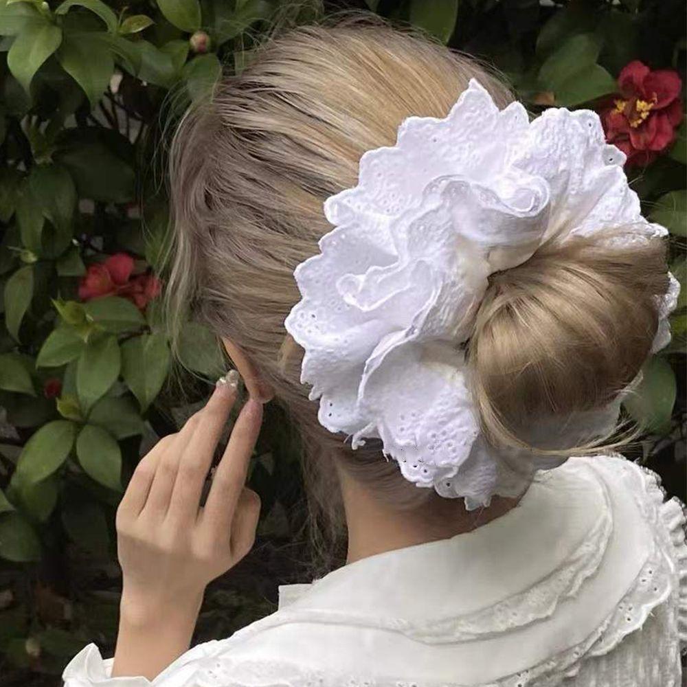 Dây Buộc Tóc Vải Ren Hoa Màu Sắc Ngọt Ngào Phong Cách Lolita Hàn Quốc