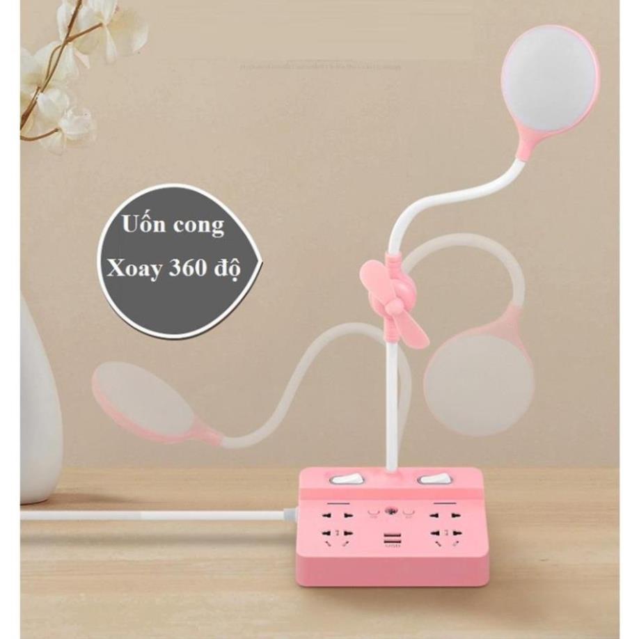 Đèn Led đọc sách thông minh kiêm ổ cắm điện có cổng sạc điện thoại và quạt làm mát