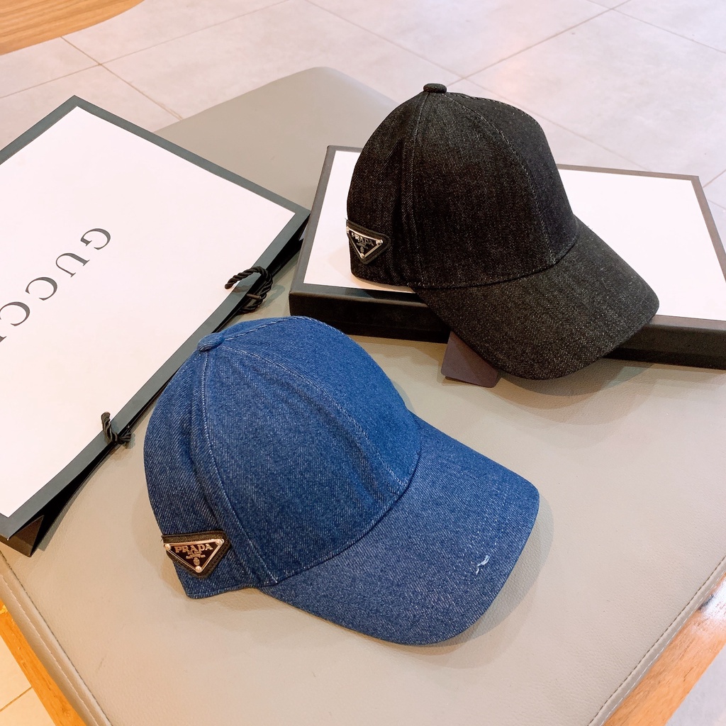 Mũ Lưỡi trai prada denim full tag về sẵn 2 màu đen, xanh phom siêu đẹp