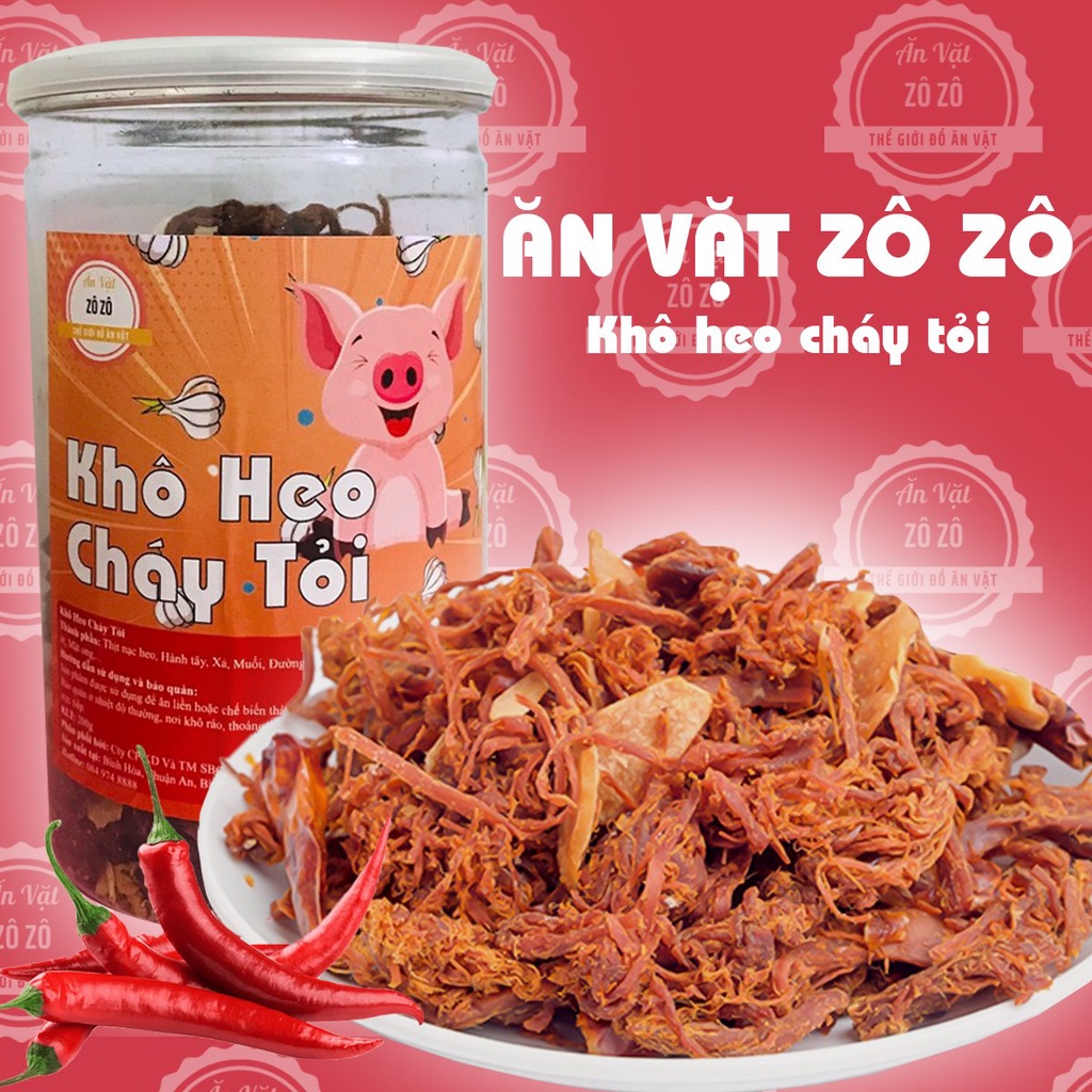 Khô heo, khô lợn cháy bơ tỏi 300g Ăn Vặt Zô Zô (cay vừa) đồ ăn vặt Hà Nội vừa ngon vừa rẻ