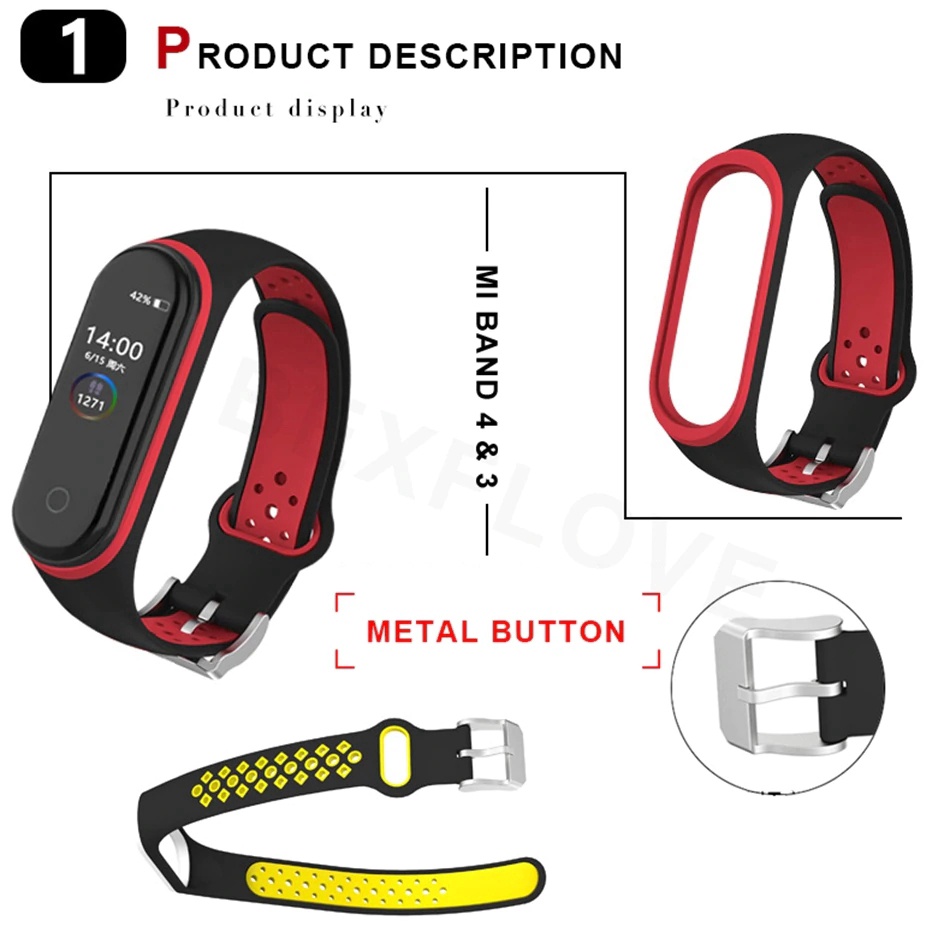 Dây Đeo Thay Thế Chất Liệu Silicon Màu Trơn Cho Xiaomi Mi Band 3 Mi Band 4#5