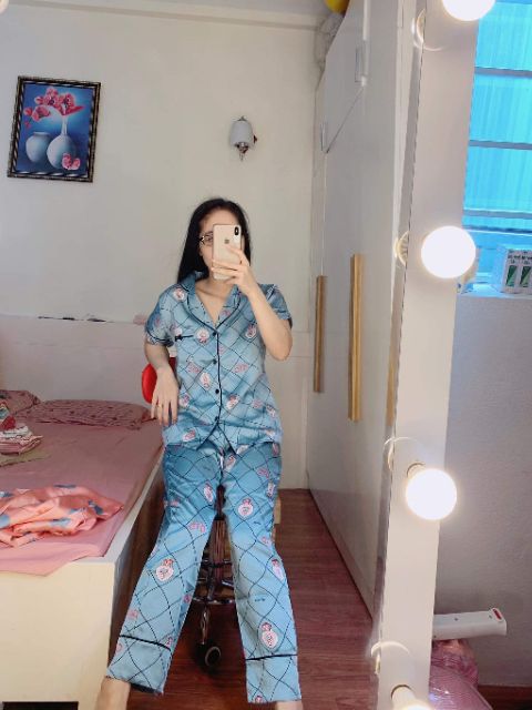 [THANH LÝ ] Bộ Lụa satin Áo Cộc Quần Dài