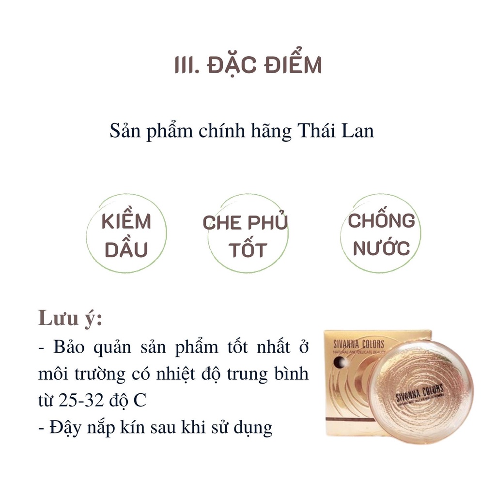 Phấn phủ kiềm dầu Sivanna Colors Thái Lan chính hãng