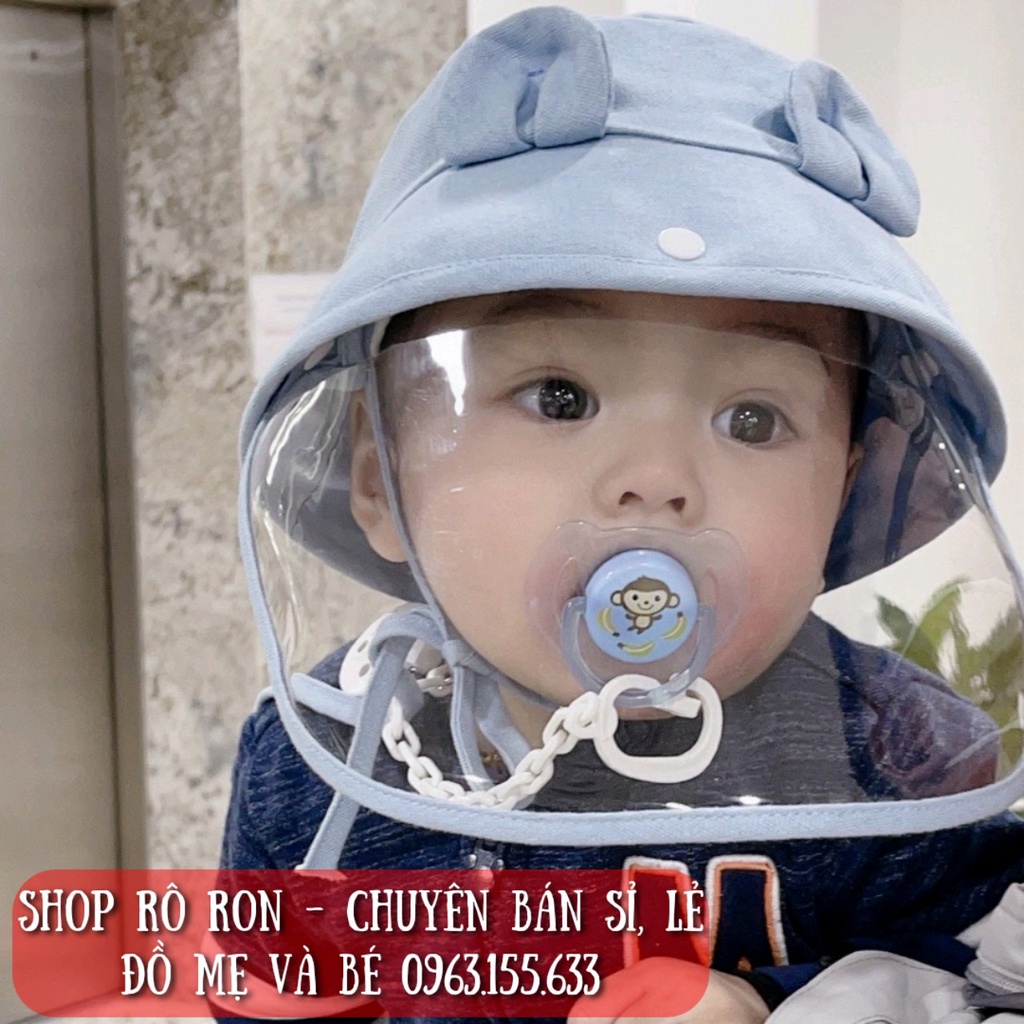 Mũ chống giọt bắn cho bé 0-24m - Mũ nón vành tròn kèm tấm chắn giọt bắn, chống bụi - Shoproron