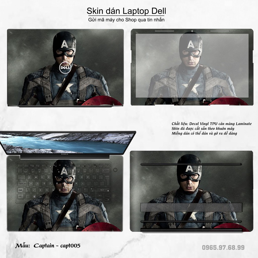 Skin dán Laptop Dell in hình Captain (inbox mã máy cho Shop)