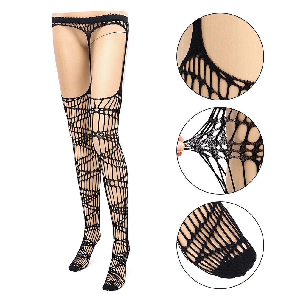 JUNE Quần Tất Lưới Màu Đen Phong Cách Harajuku Nhật Bản Quyến Rũ