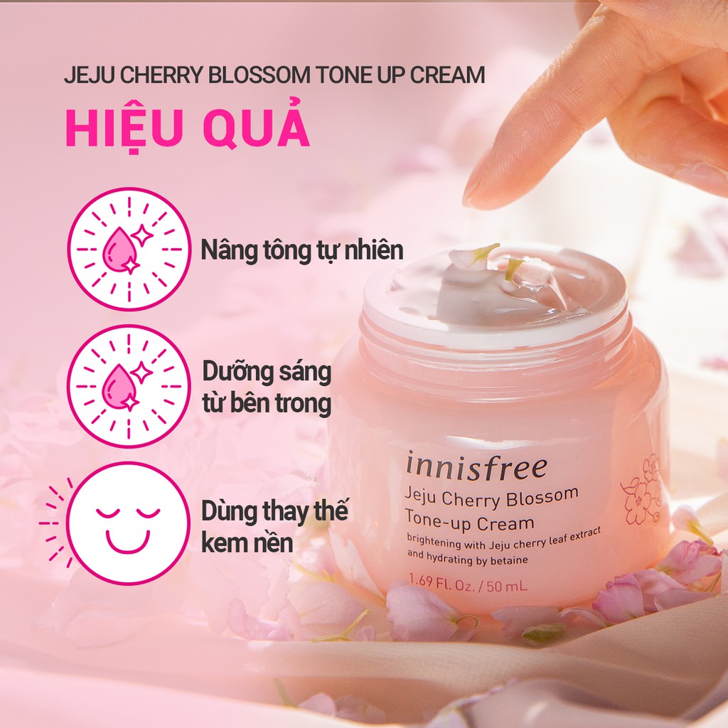 [Mã COSIF03 giảm 10% đơn 400K] Kem dưỡng ẩm sáng da hoa anh đào đảo Jeju innisfree Cherry Blossom Tone Up Cream 50ml