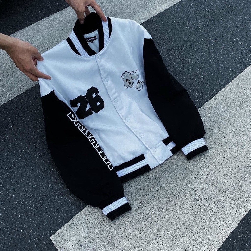 Áo Khoác Nỉ/ Áo Varsity Jacket Phối Số 26 TRAP Form Rộng Basic Nam Nữ Unisex Phong Cách Hàn Quốc Ulzzang XÙ