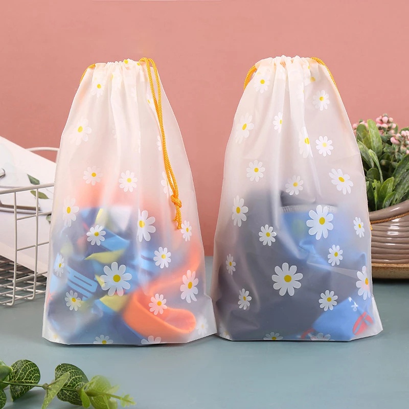 Túi Đựng Mỹ Phẩm / Đồ Dùng Trong Suốt Chống Thấm Nước Họa Tiết Hoa Cúc Xinh Xắn Tiện Dụng