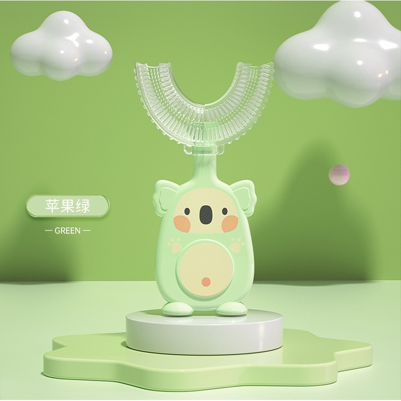 Bàn Chải Đánh Răng Chữ U Bằng Tay Hình Gấu KOALA Chất Liệu Silicone Thực Phẩm Trong Suốt Tuyệt Đối An Toàn.