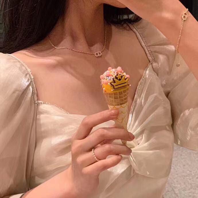 Vòng cổ mặt chữ đính kim cương đơn giản thời trang cho nữ