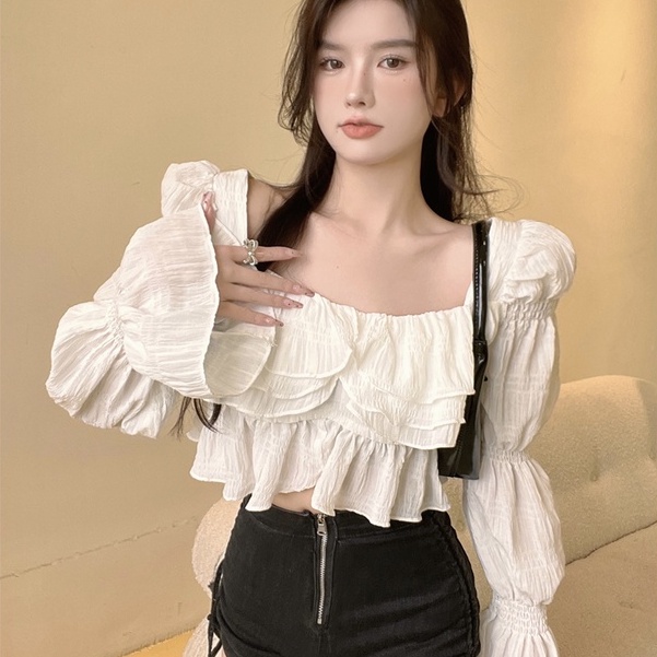 Áo Sơ Mi chiffon Tay Dài Nhiều Lớp Phong Cách Pháp Thời Trang Mùa Hè Mới
