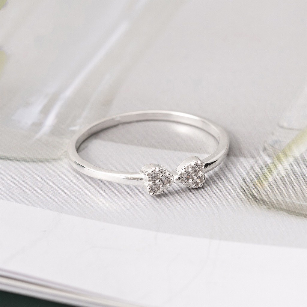 Nhẫn bạc nữ D'rosy Jewelry nơ đính đá tiểu thư sang trọng