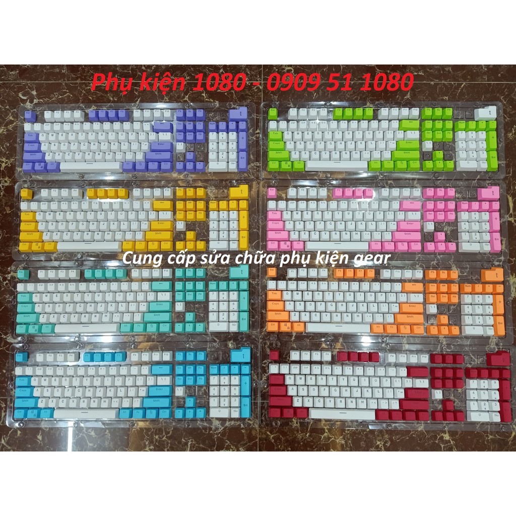 Nút Keycap PBT Xuyên Led 104 Phím cho Bàn phím cơ các màu dailyphukien
