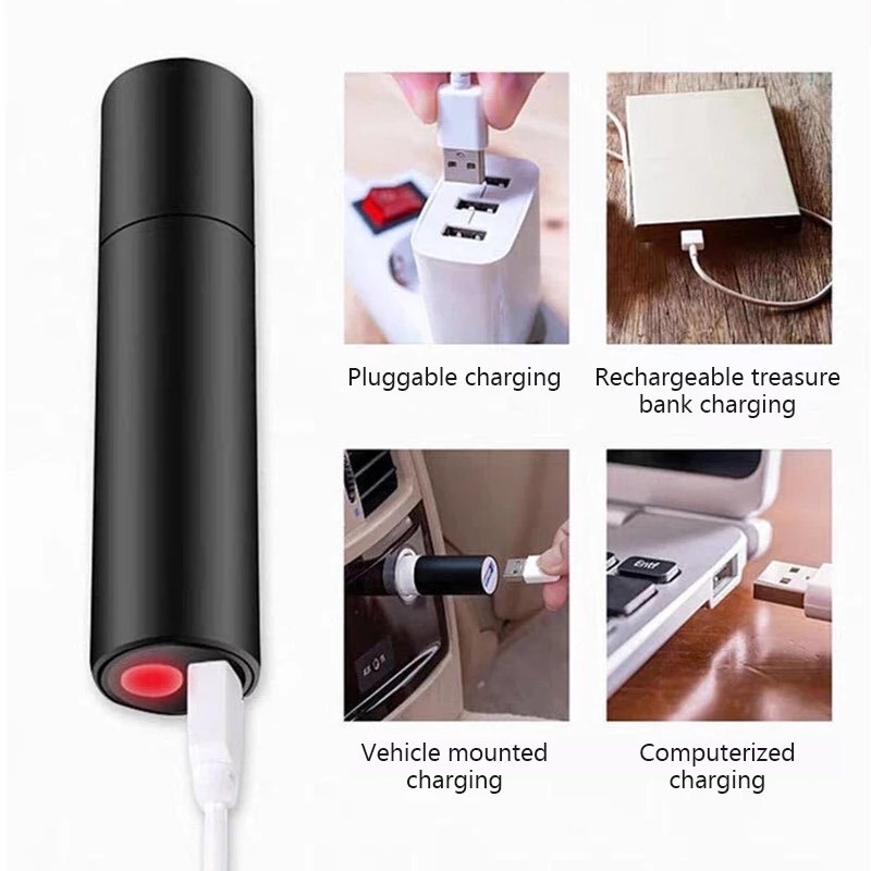 Đèn Pin LED Mini Vỏ Hợp Kim Nhôm Nhiều Màu 3 Chế Độ Sáng Khẩn Cấp Có Thể Sạc Lại USB
