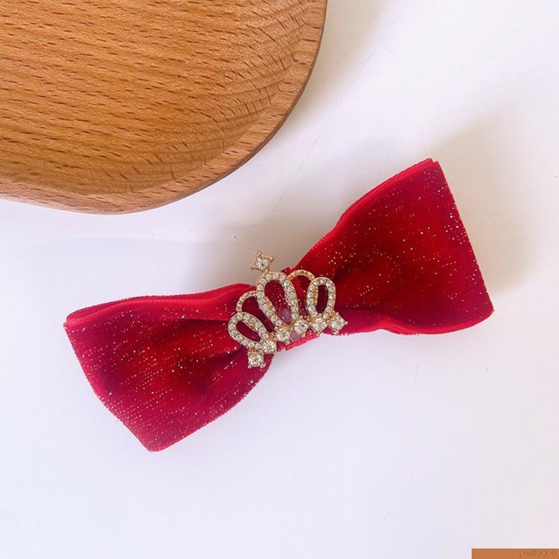 Kẹp tóc mặt nơ tua rua màu đỏ xinh xắn dành cho nữ vào tiệc giáng sinh năm mới